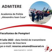 ISU Arad caută candidați pentru concursul de admitere la Facultatea de Pompieri