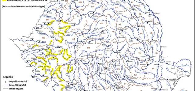 Risc de viituri pe râuri din Crișana, Banat, Transilvania și Oltenia, până joi