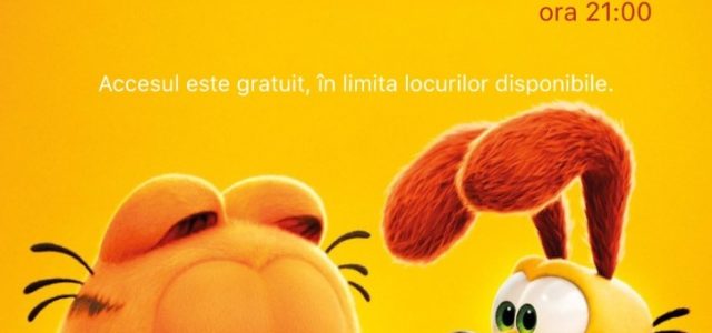 Ultimul film cu celebrul motan Garfield, proiectat în Grădina de vară de la Cinematograful din Grădiște