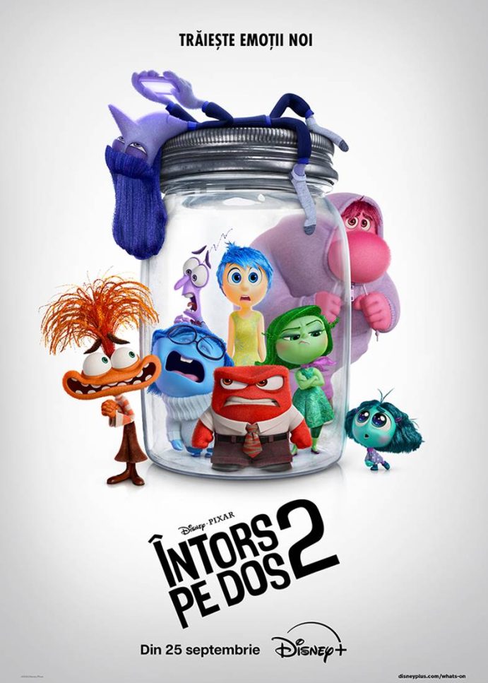 Cel mai bun film de animație din toate timpurile, Întors pe dos 2 (Inside Out 2) de la Disney și Pixar debutează pe Disney+ pe 25 septembrie.